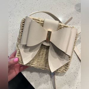 Straw Basket crossbody purse with bow